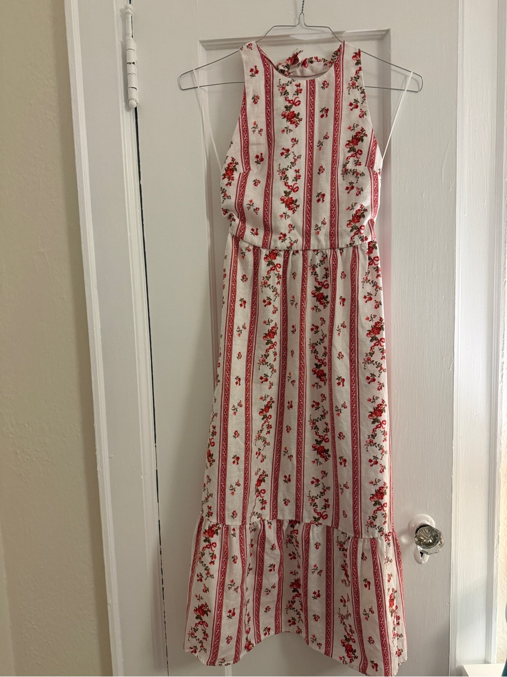 Pink Floral Stripe Maxi Dress